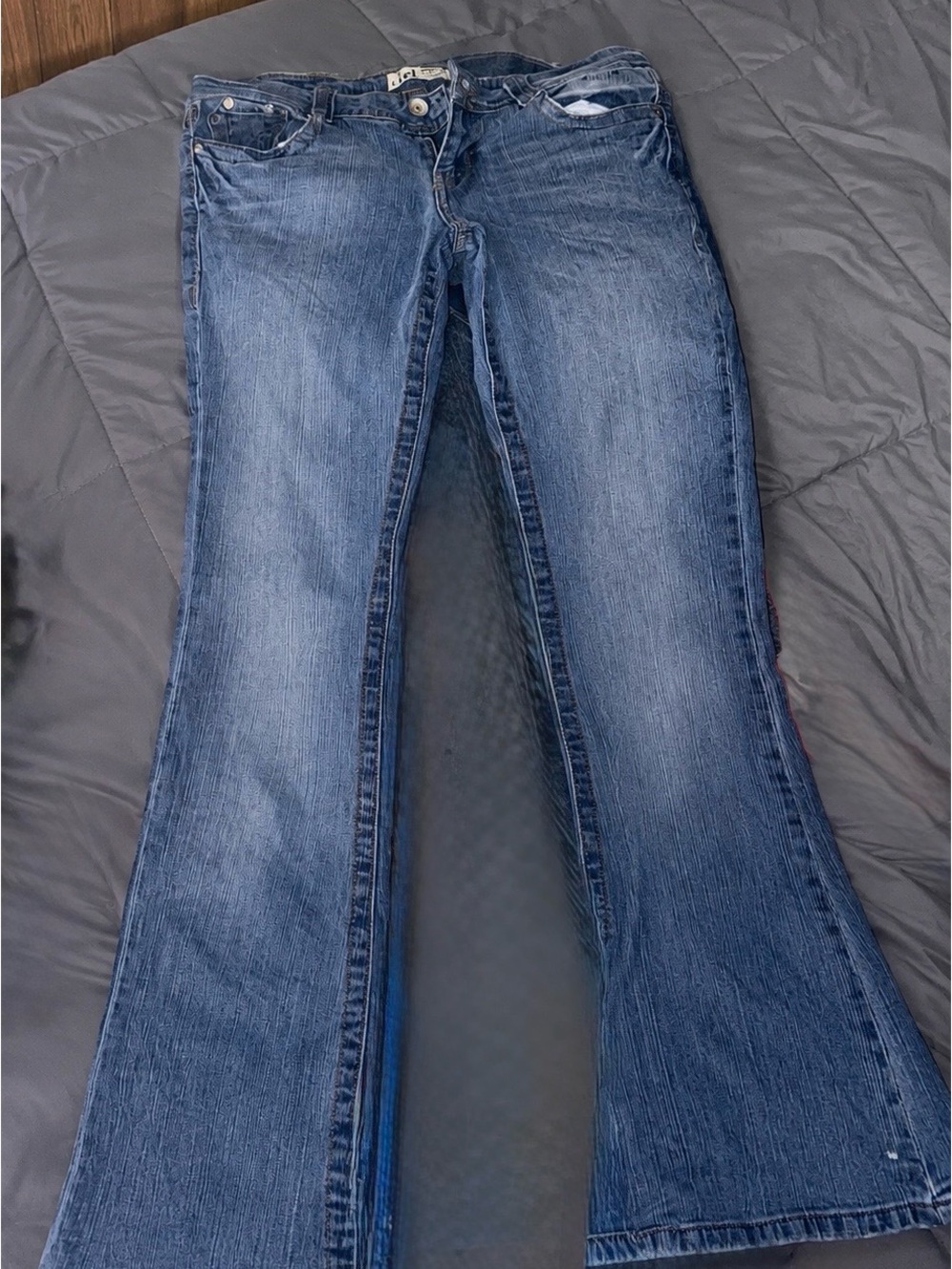 Y2K l.e.i Vintage Flare Blue Jeans Retro Aesthetic Medium Wash Denim